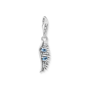 Charm - Charm-hängsmycke Fenixfjäder med blå stenar silver