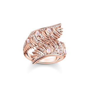 Ring - Ring fenixvingar med rosa stenar roséguld