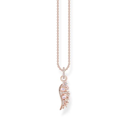 Halsband - Halsband fenixvingar med rosa stenar roséguld