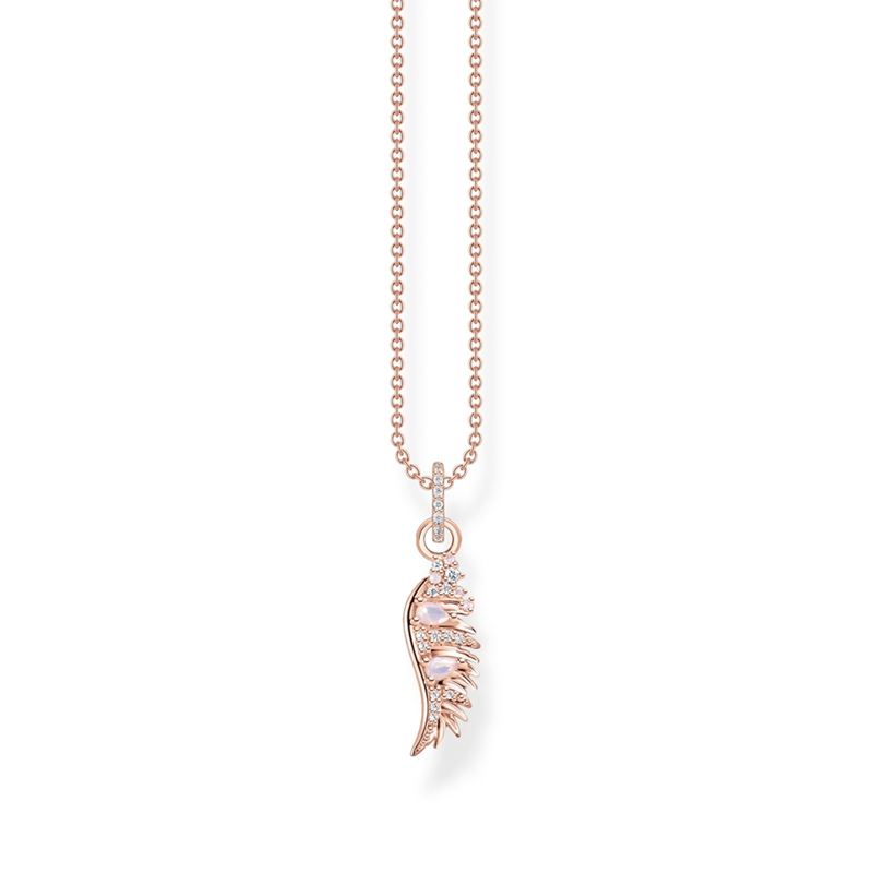 Halsband - Halsband fenixvingar med rosa stenar roséguld