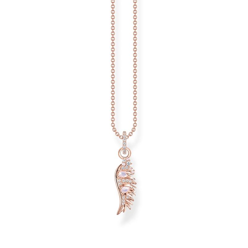 Halsband - Halsband fenixvingar med rosa stenar roséguld