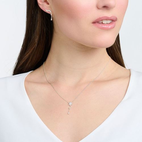 Halsband - Halsband snöflinga med vita stenar silver