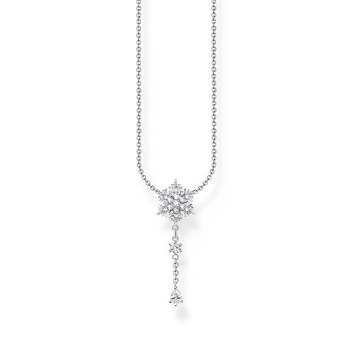 Halsband - Halsband snöflinga med vita stenar silver