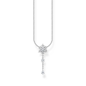 Halsband - Halsband snöflinga med vita stenar silver