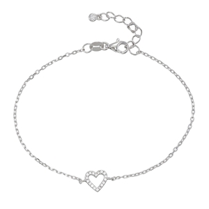 Armband - Armband silver, Hjärta med Cubic Zirkonia stenar